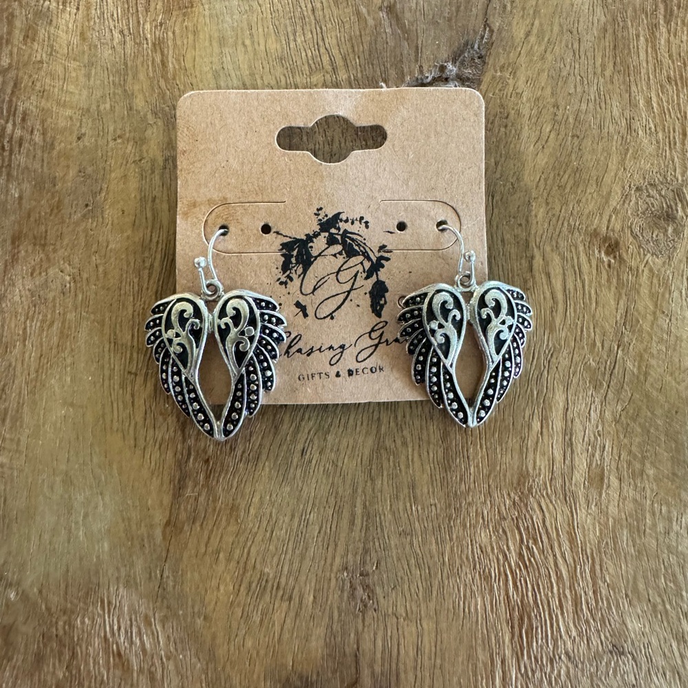 Silver Angel Wings Earrings